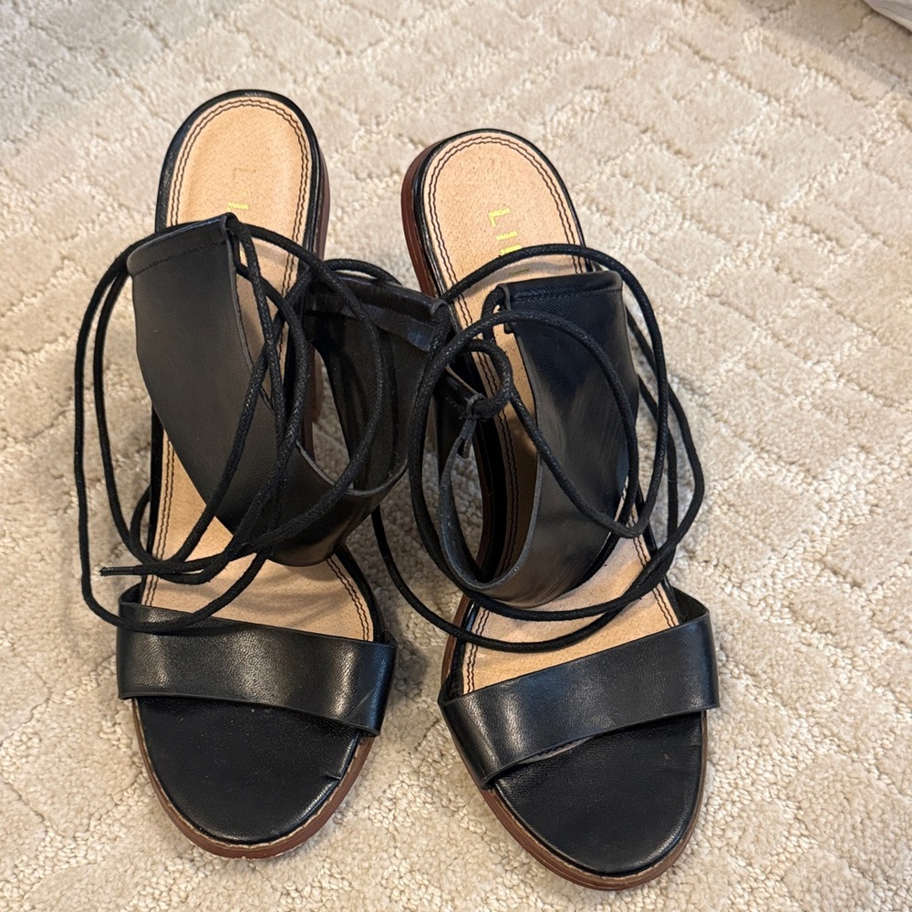 Elegant Black Women's Ankle Wrap heels